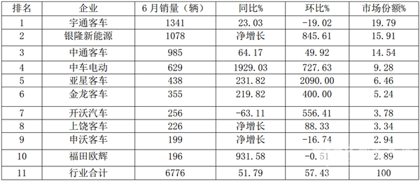 2019年6月及上半年新能源客車市場特點(diǎn)小結(jié)