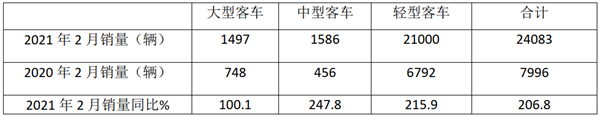 2021年2月及1-2月大中輕客車銷量特點剖析