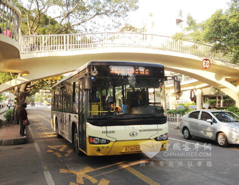 江門公汽海格新能源車輛在運(yùn)行
